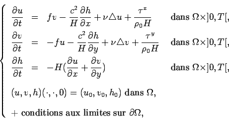 \begin{displaymath}
\left\{
{
\setlength{\extrarowheight}{0.4cm}
\begin{array}{...
...itions aux limites sur }\partial \Omega,}
\end{array}}
\right.
\end{displaymath}